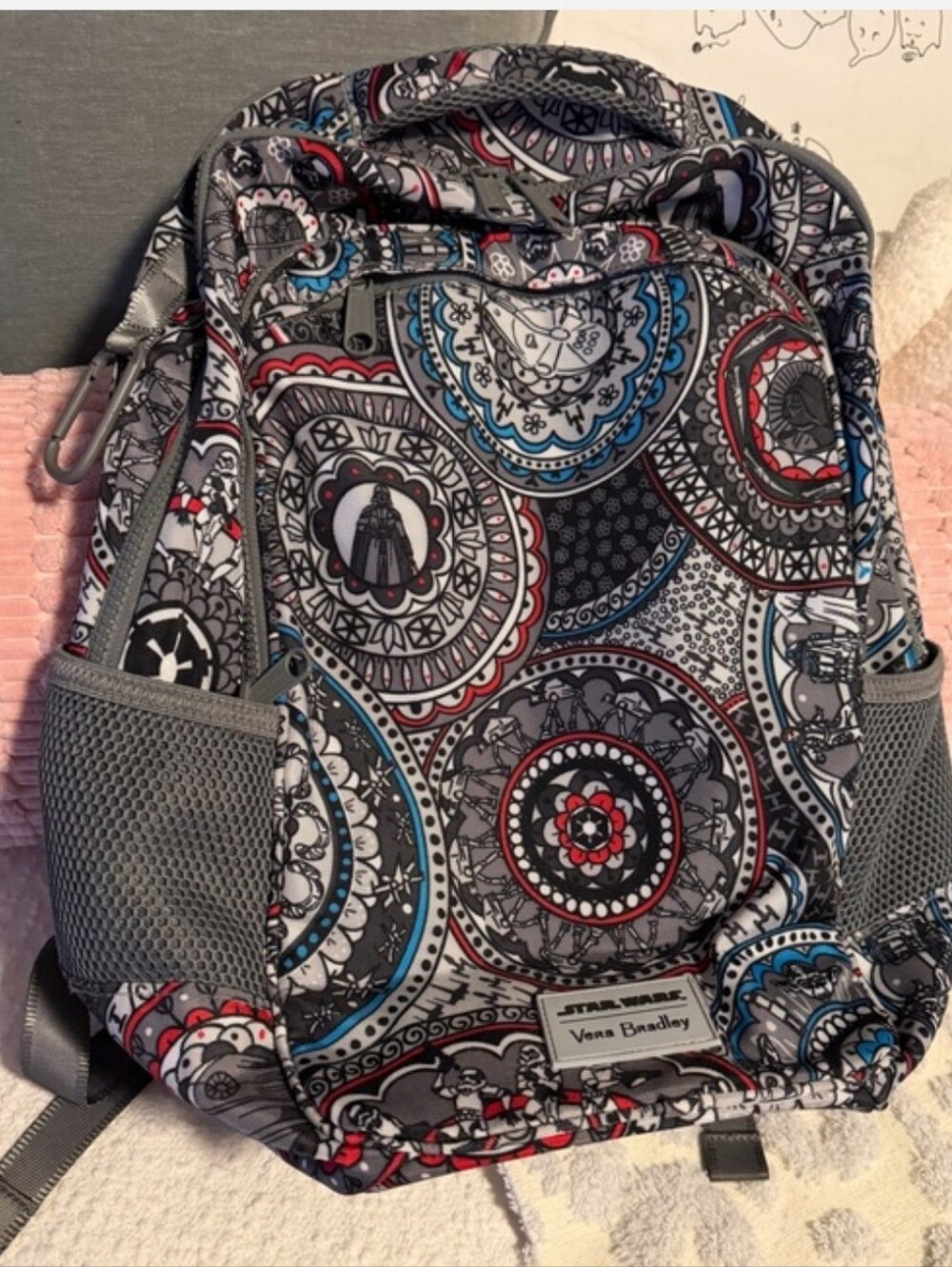 Vera Bradley Star Wars Medallion Print Backpack in Gray, Red & Blue